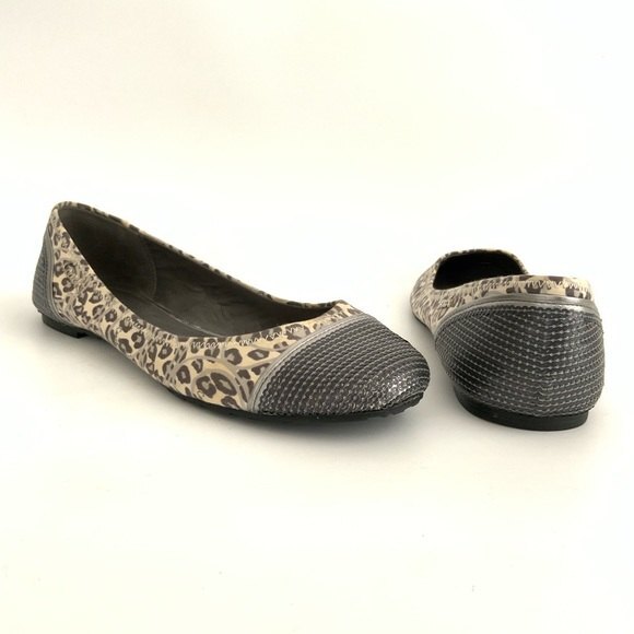 Coach Shine Sequin Flats 9.5B Gray Animal Print Cap-toe - Picture 3 of 10